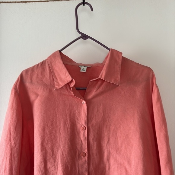 LL Bean Linen Button Down Blouse 2X - Picture 2 of 6